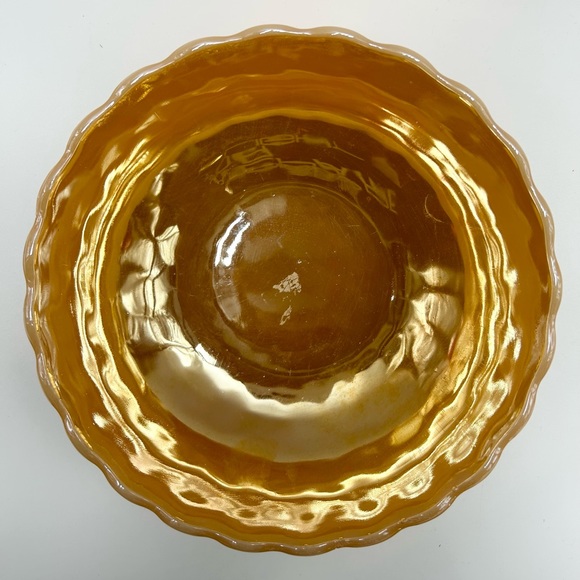 🔥👑⚓️🍑🧡🤍Fire King Anchor Hocking - Vintage Peach Lustre Large Bubble Bowl. - Picture 5 of 16